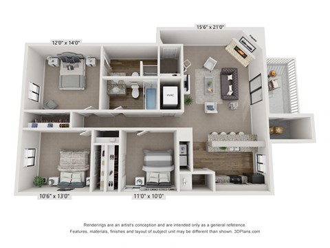 Riverton Floor Plan at The Reserve At Barry Apartments, Kansas City, 64154